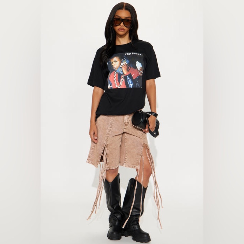 Unisex Cross Colours x Too Short Cell Phone Black Tee Size S/M - Picture 4 of 4